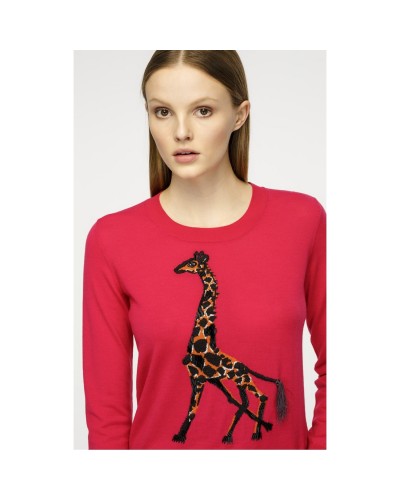 Różowy sweter z żyrafą