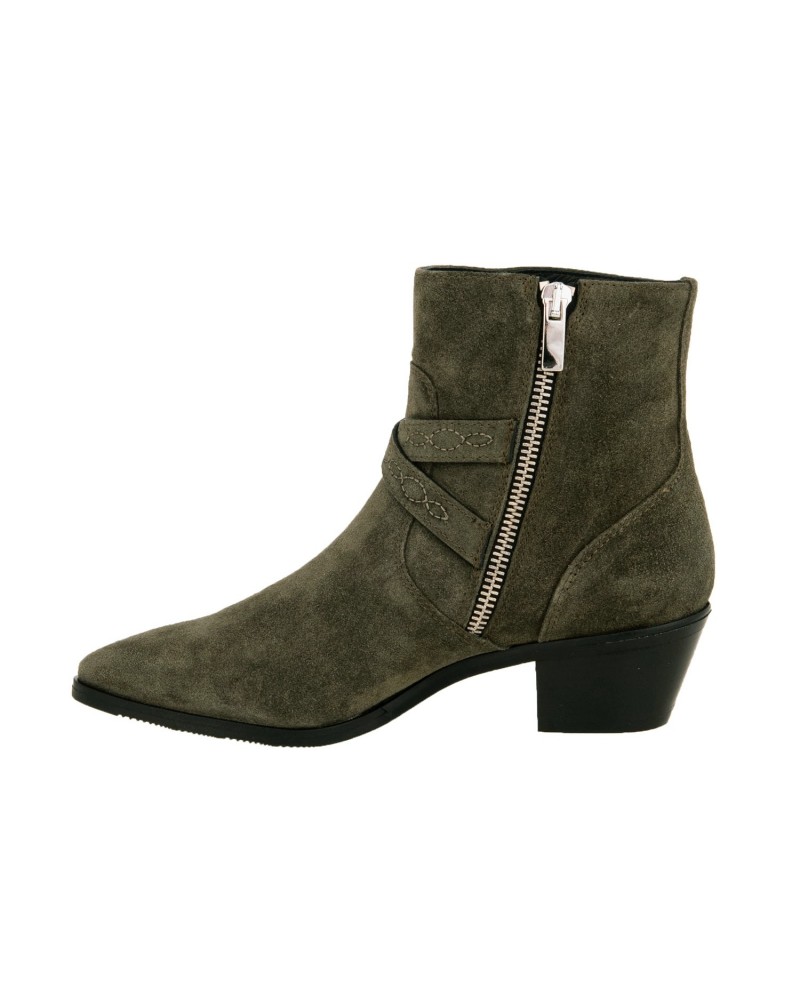 Zamszowe botki damskie kwobojki w kolorze khaki Zamszowe botki damskie kwobojki w kolorze khaki
