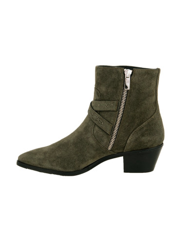 Zamszowe botki damskie kwobojki w kolorze khaki