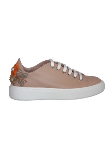 Beżowe skórzane sneakersy damskie