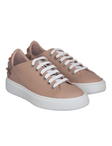 Beżowe skórzane sneakersy damskie