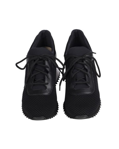 Czarne sneakersy na koturnie 6 cm