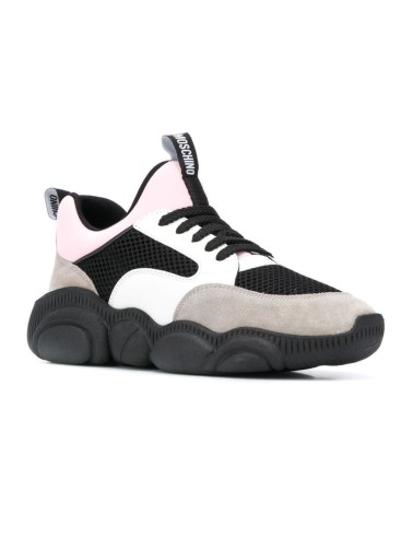Szaro biało różowe zamszowe sneakersy