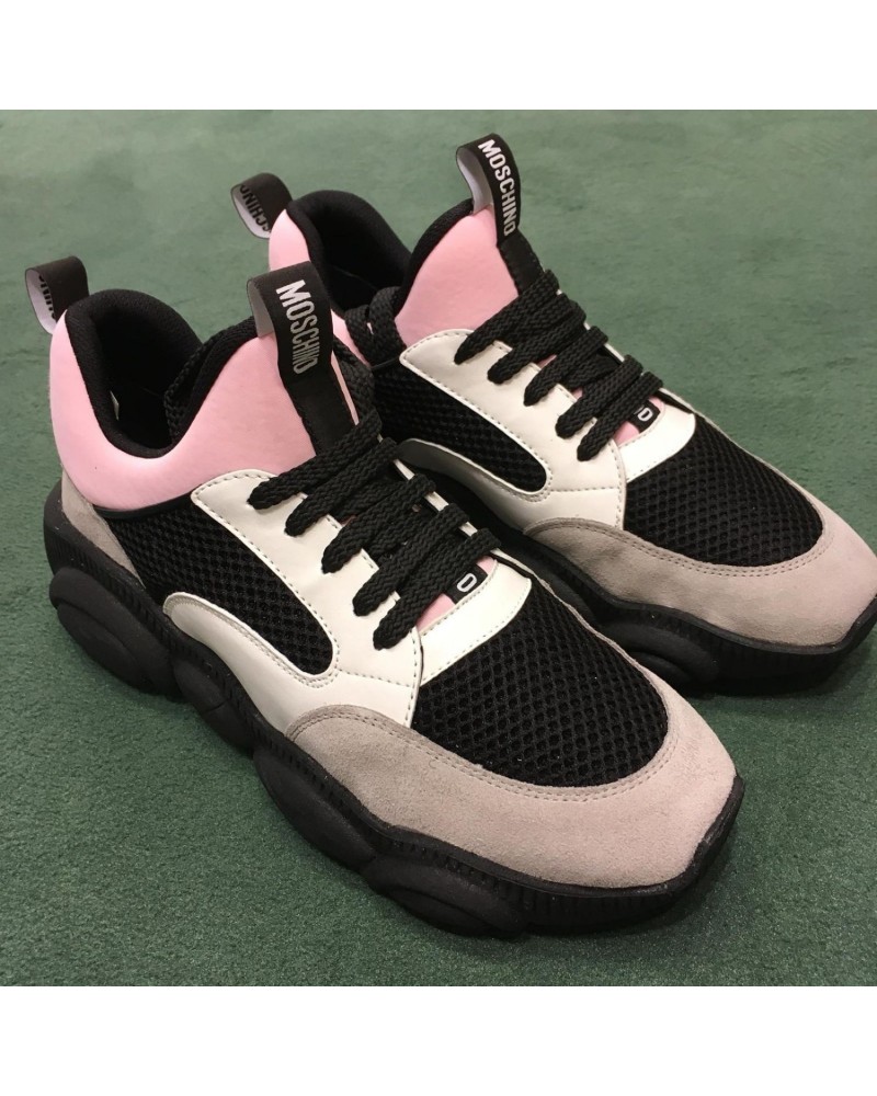 Szaro biało różowe zamszowe sneakersy Szaro biało różowe zamszowe sneakersy