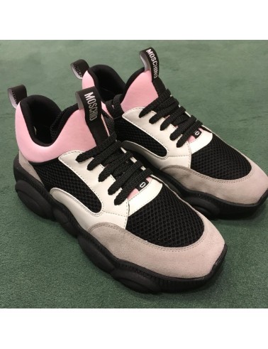 Szaro biało różowe zamszowe sneakersy