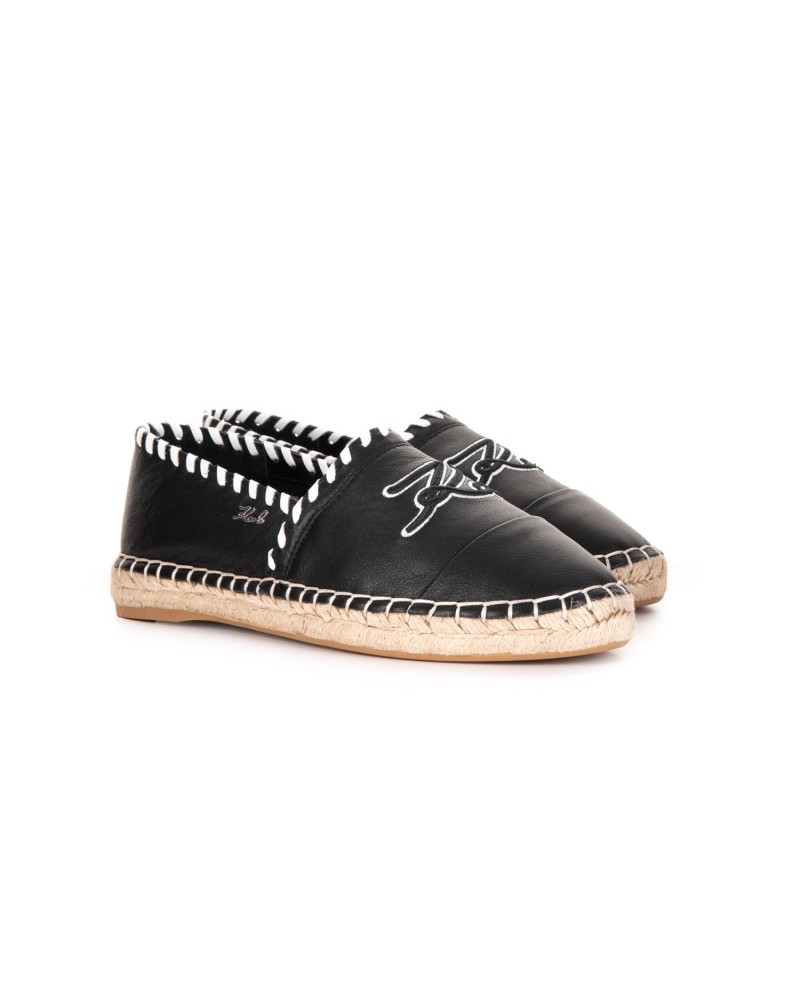 Czarna skórzane espadryle Czarna skórzane espadryle