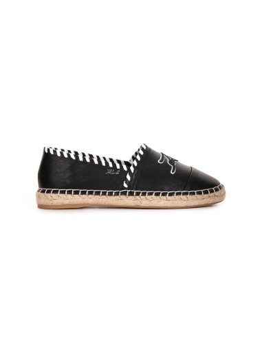 Czarna skórzane espadryle