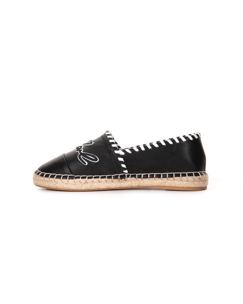 Czarna skórzane espadryle Czarna skórzane espadryle
