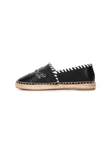 Czarna skórzane espadryle