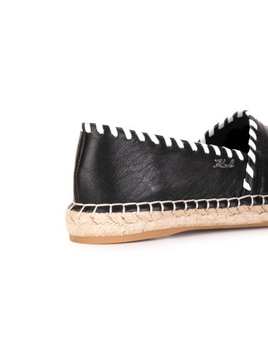 Czarna skórzane espadryle