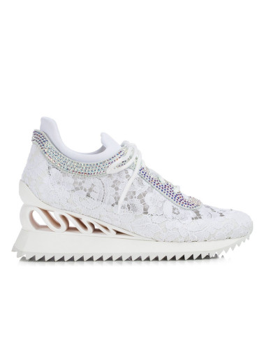 Białe sneakersy na koturnie 6 cm