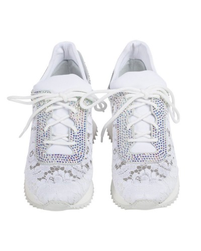 Białe sneakersy na koturnie 6 cm