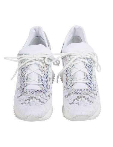 Białe sneakersy na koturnie 6 cm