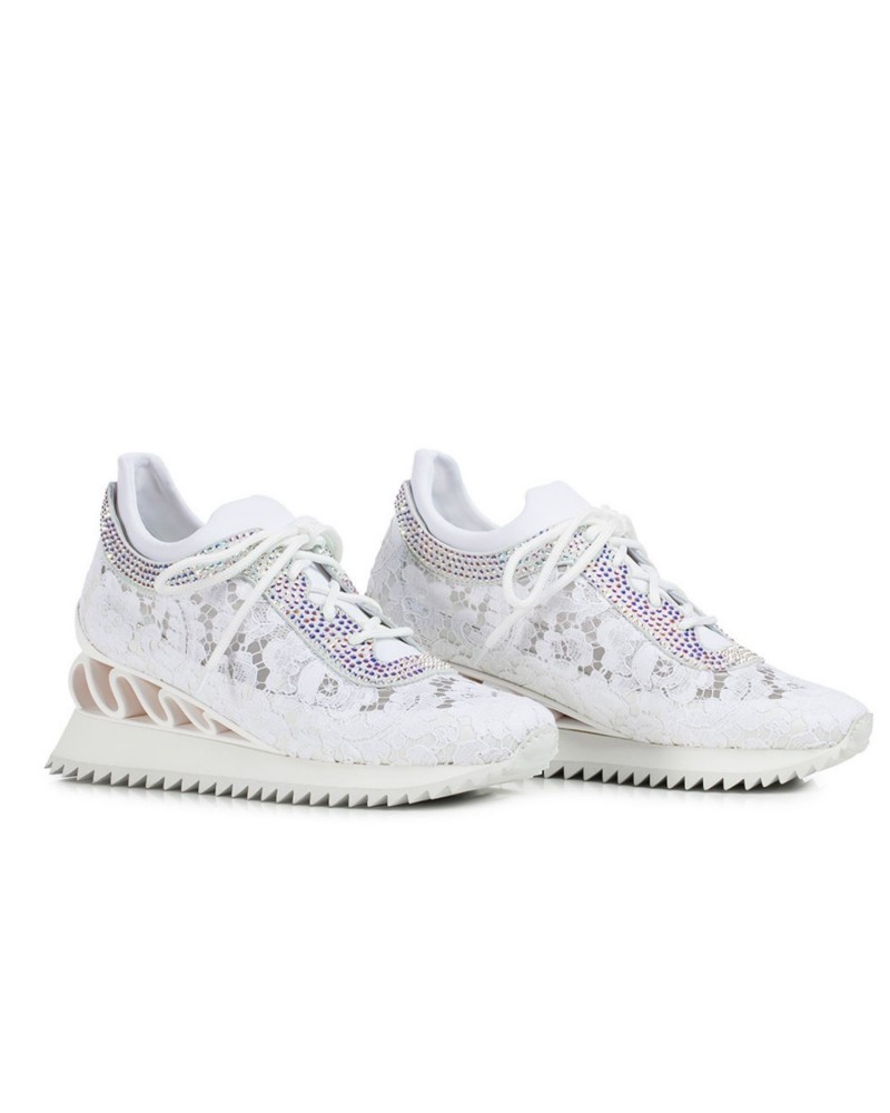Białe sneakersy na koturnie 6 cm