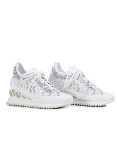 Białe sneakersy na koturnie 6 cm