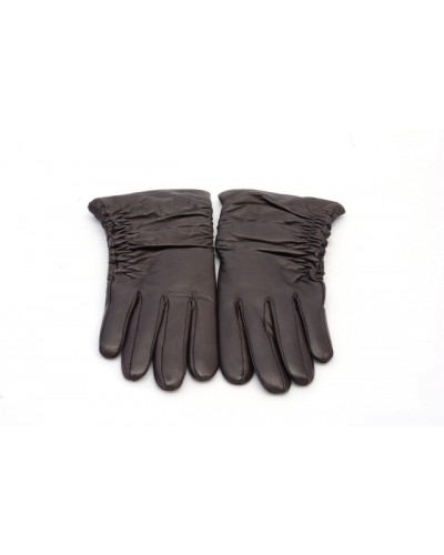 Skórzane rękawiczki w kolorze ciemno brązowym
