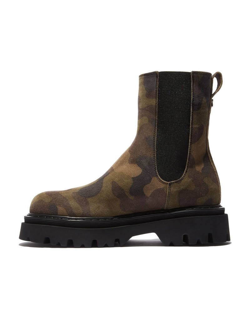 Zamszowe botki w militarny print