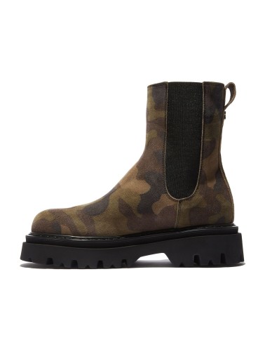 Zamszowe botki w militarny print