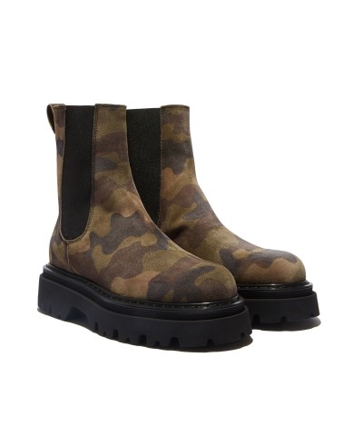 Zamszowe botki w militarny print