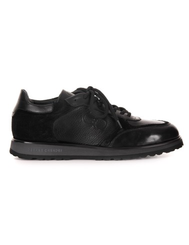 Czarne skórzane sneakersy męski