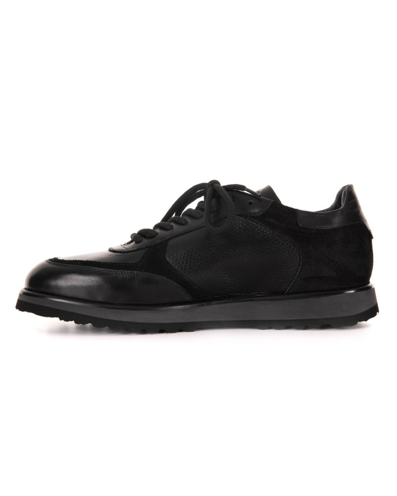 Czarne skórzane sneakersy męski Czarne skórzane sneakersy męski