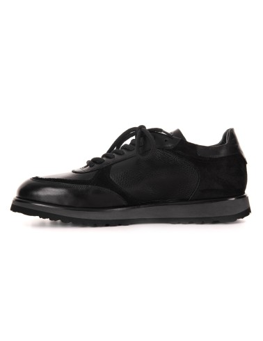 Czarne skórzane sneakersy męski