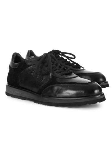 Czarne skórzane sneakersy męski