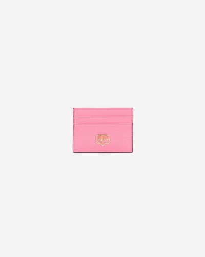 Różowy skórzany portfel do kart