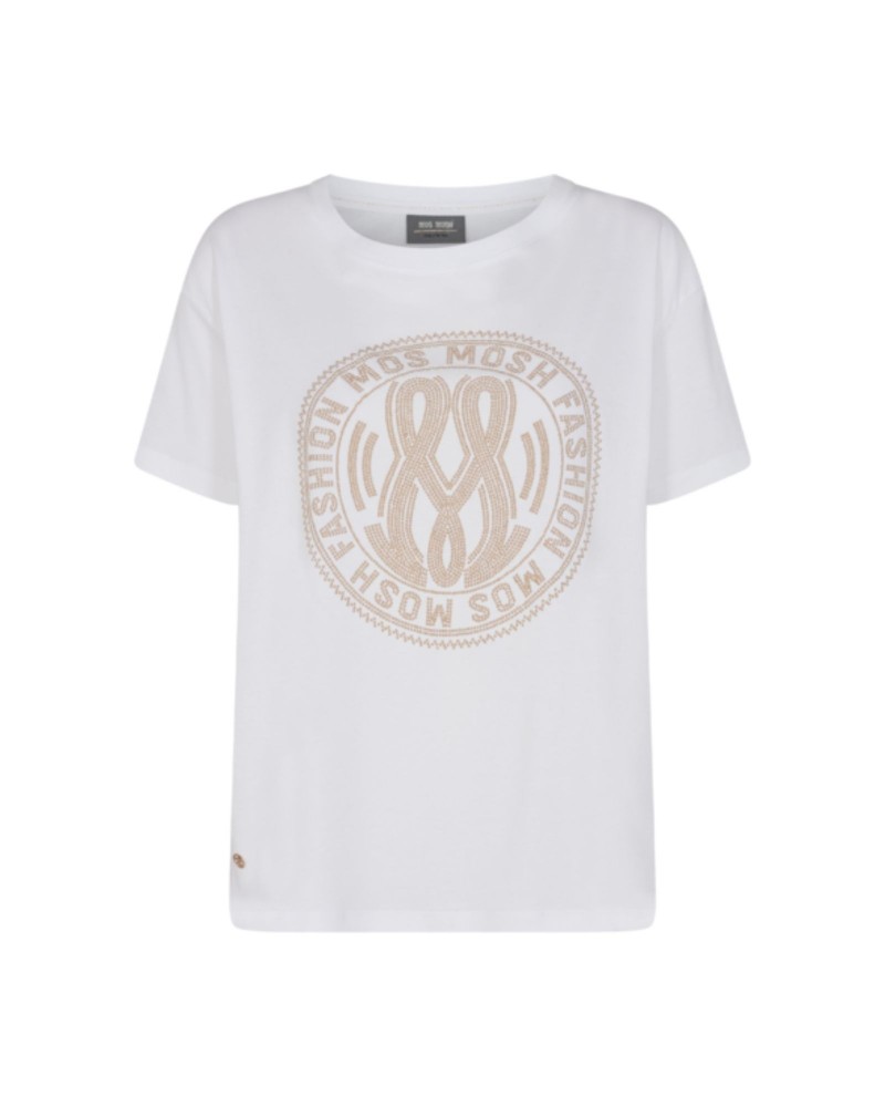 Biały t-shirt z kryształkami