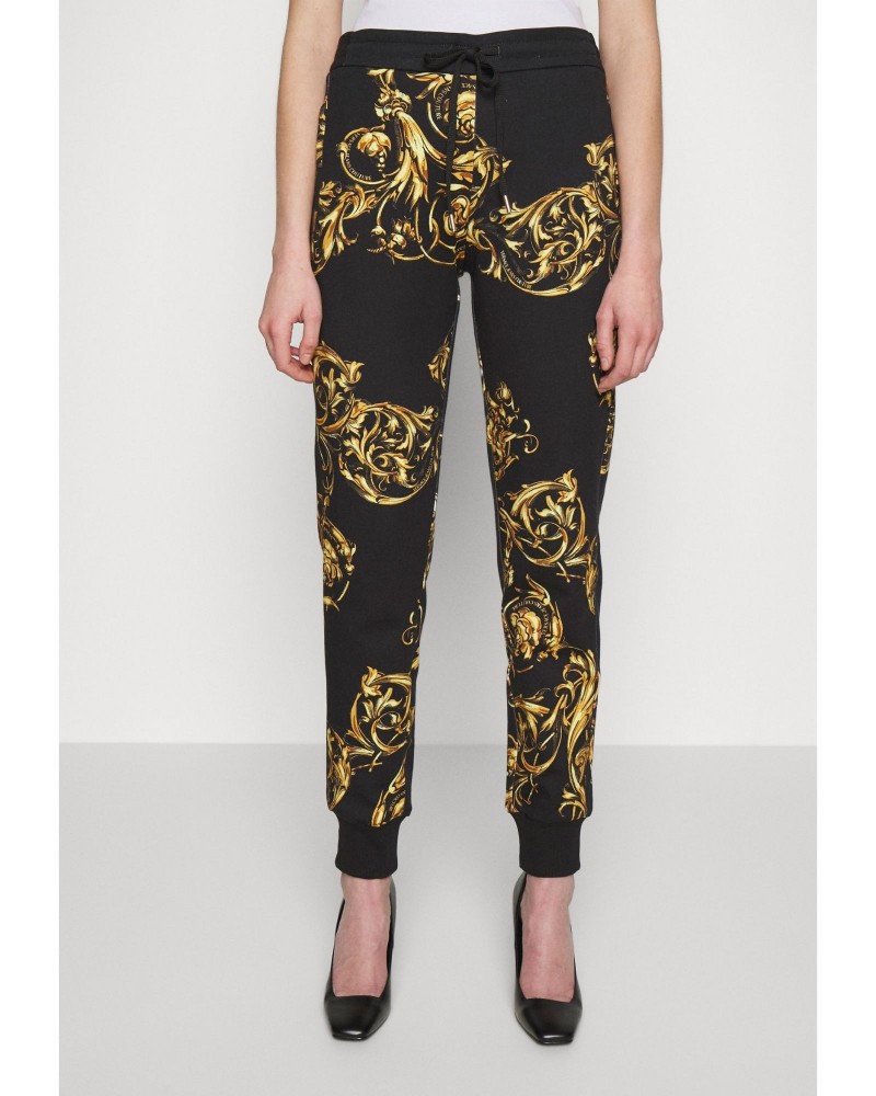 Czarne spodnie dresowe w print