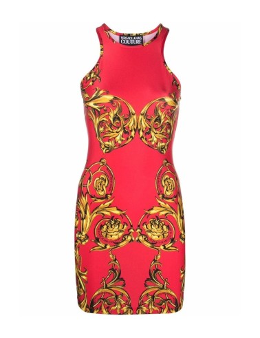 Czerwona sukienka mini w print