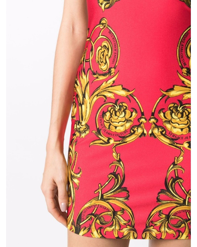 Czerwona sukienka mini w print