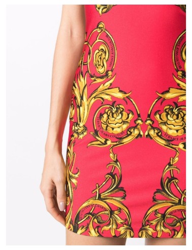 Czerwona sukienka mini w print