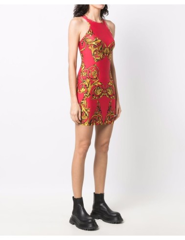 Czerwona sukienka mini w print