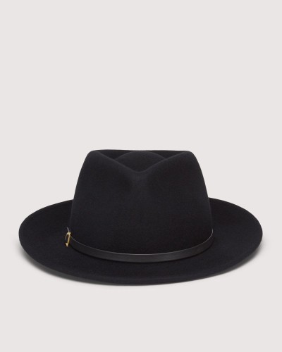 Skórzany kapelusz czarny