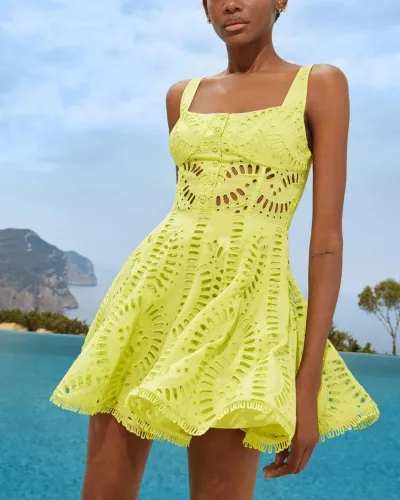 Limonkowa sukienka mini