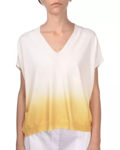 Biało żółty t-shirt
