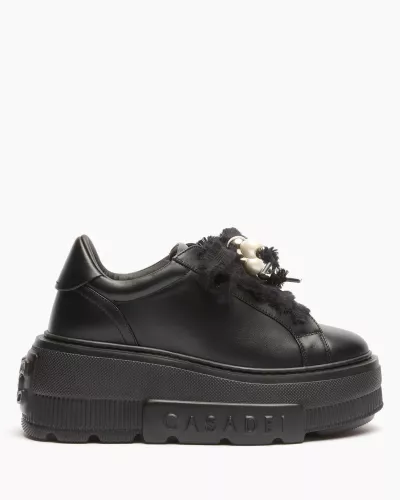 Sneakersy na podeszwie 5 cm czarne