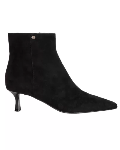 Zamszowe botki na obcasie czarne