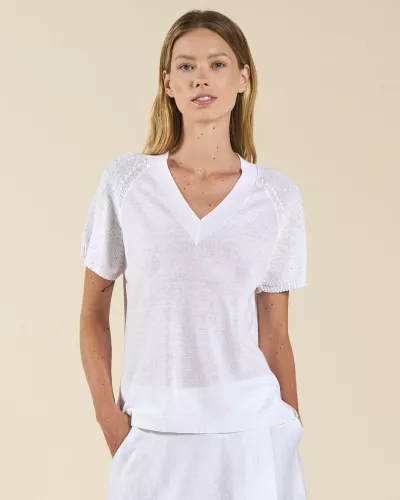 Lniany letni sweterek