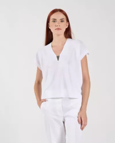 Bawełniany biały letni sweterek