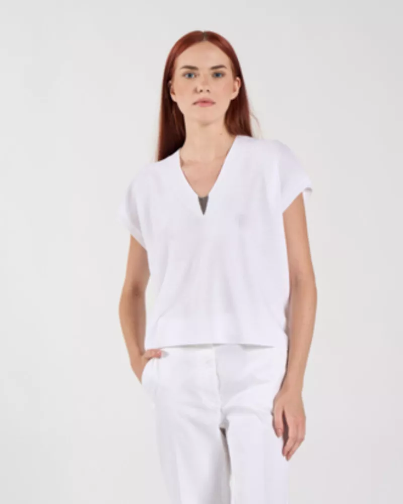 Bawełniany biały letni sweterek