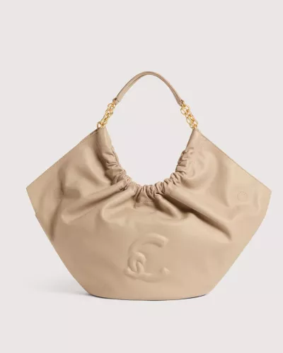 Beżowa skórzana torebka