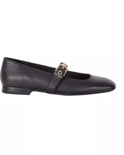 Czarne skórzane baleriny